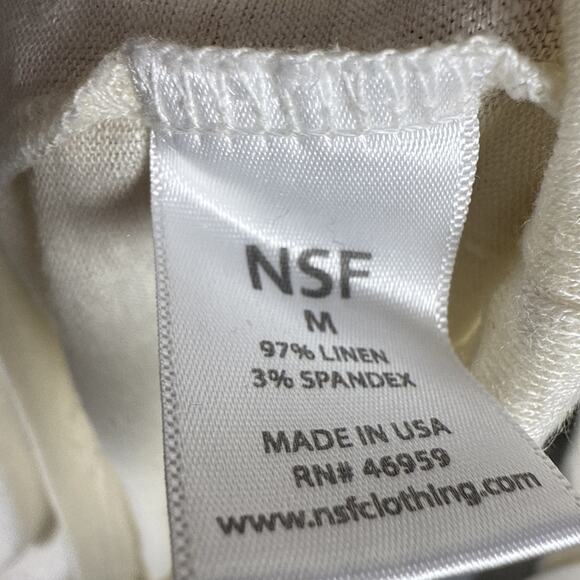 NSF Women's Linen Ivory Long Sleeve Stretch Knit‎ Tee Shirt Top Size Medium - Picture 5 of 5
